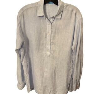 J.Mclaughlin LINEN Fallon Loose Fit Blouse Popover Women's Sz. Med Light Blue